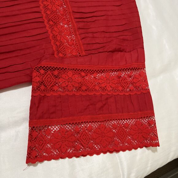 Swim Coverup Red Cutout Lace Embroidered Boho Beach Resort Wear Poolside - Picture 7 of 16